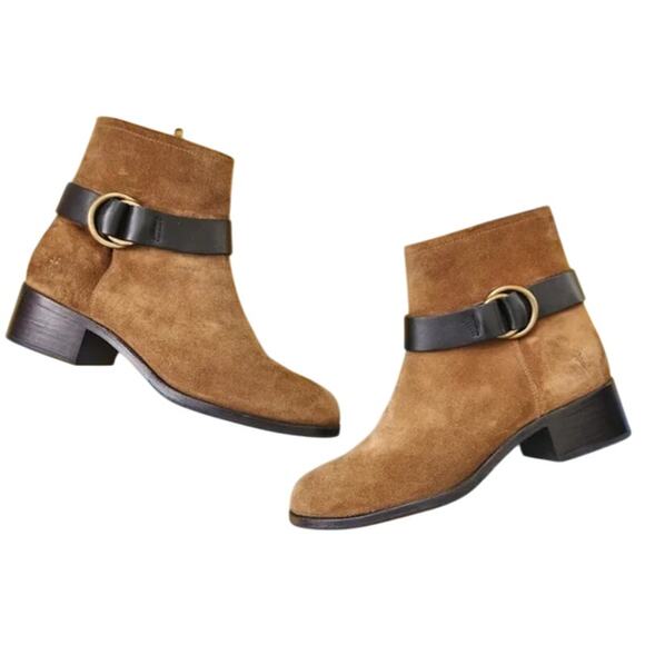 FRYE Suede Kristen Harness Boot Short Tan Brown Size 10